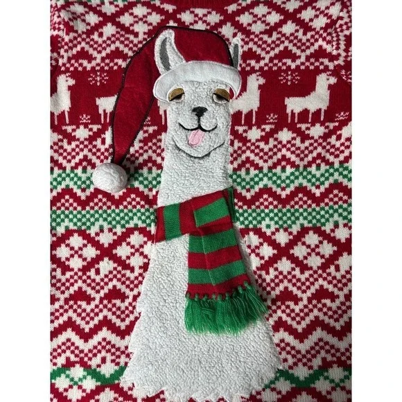 Jolly Sweaters Llama Christmas Ugly Holiday Sweater Fair Isle Nordic Pattern M/M - Picture 3 of 7